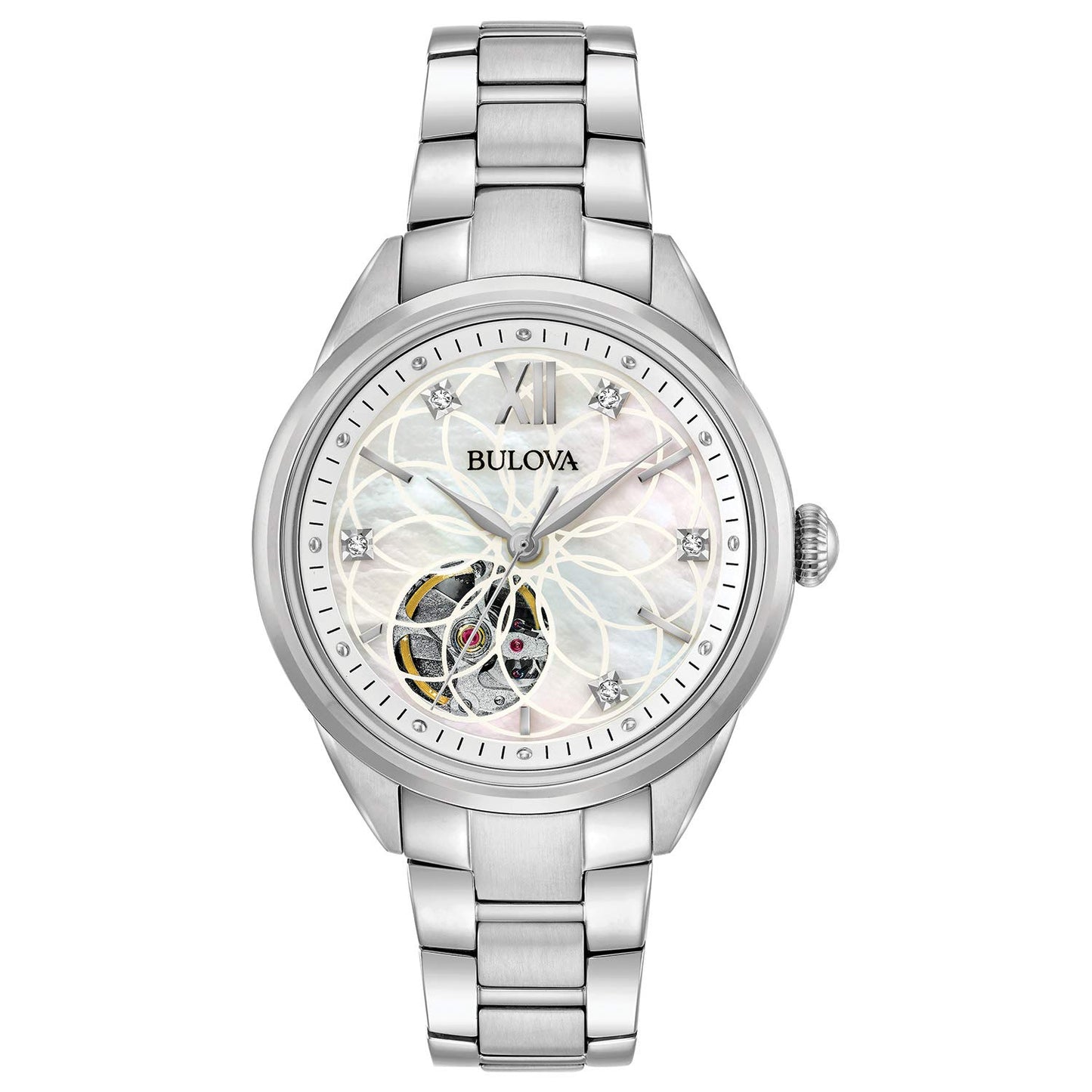 Women's Diamond Automatic Watch with Mother of Pearl Dial