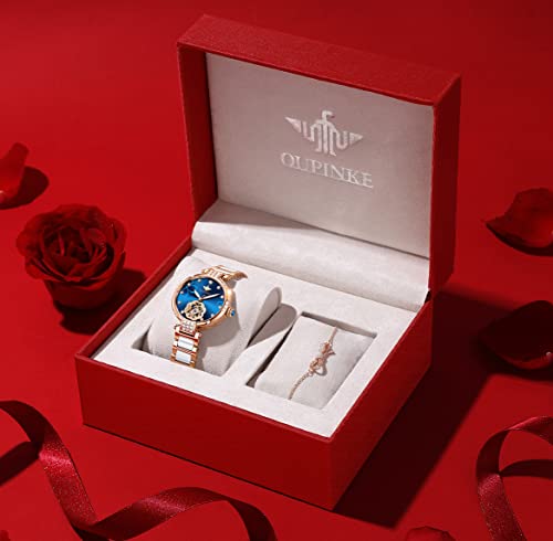 Women's Automatic Skeleton Watch with Diamond Accents