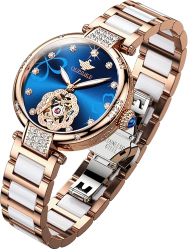Women's Automatic Skeleton Watch with Diamond Accents