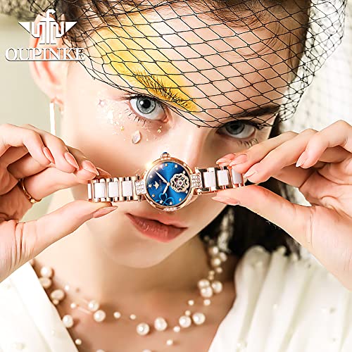 Women's Automatic Skeleton Watch with Diamond Accents