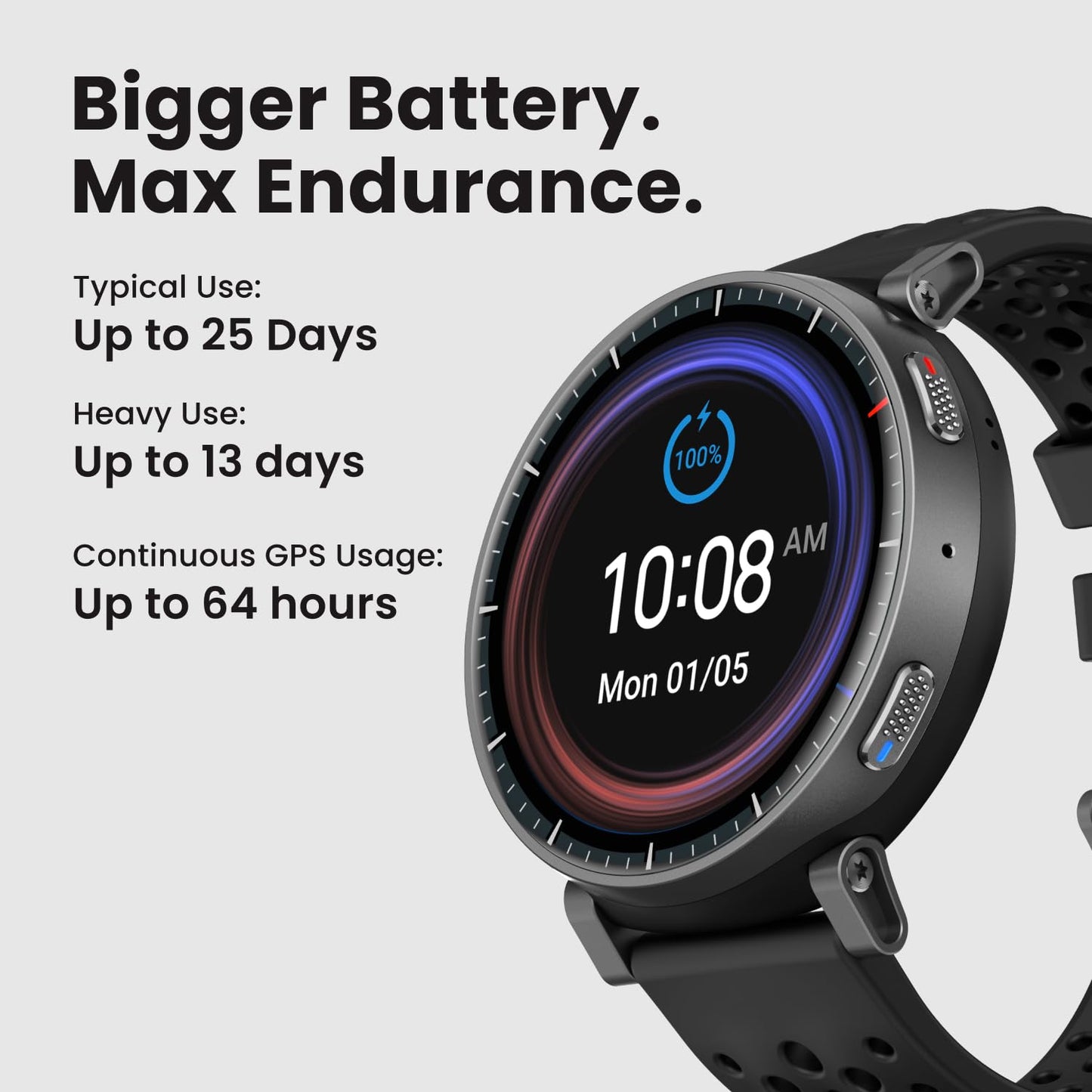AMOLED Fitness Smart Watch with GPS and Offline Maps