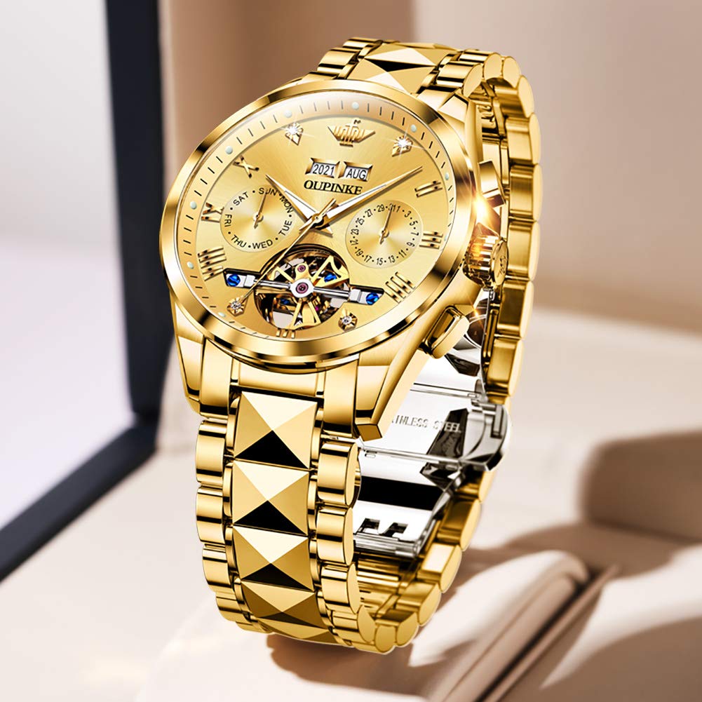 Men's Automatic Diamond Skeleton Dress Watch