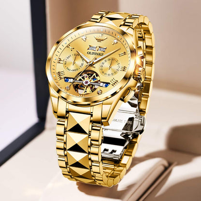 Men's Automatic Diamond Skeleton Dress Watch