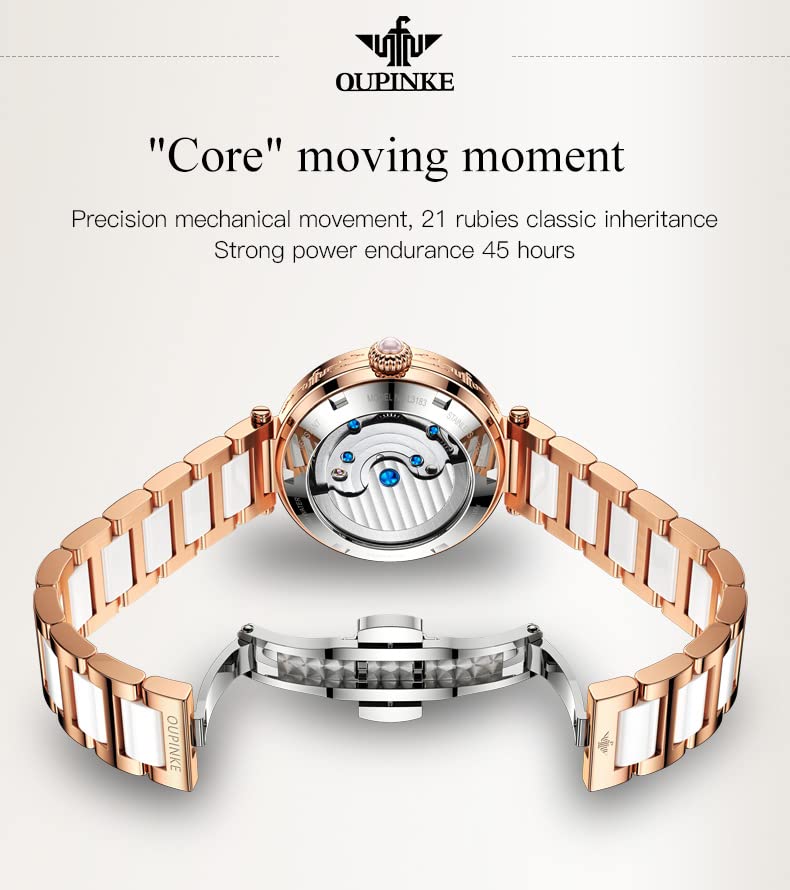 Women's Automatic Skeleton Watch with Diamond Accents