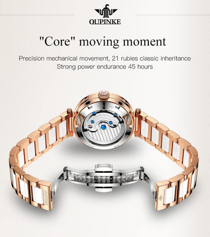 Women's Automatic Skeleton Watch with Diamond Accents