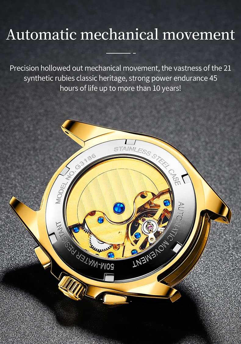 Men's Automatic Diamond Skeleton Dress Watch