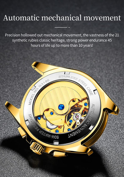 Men's Automatic Diamond Skeleton Dress Watch