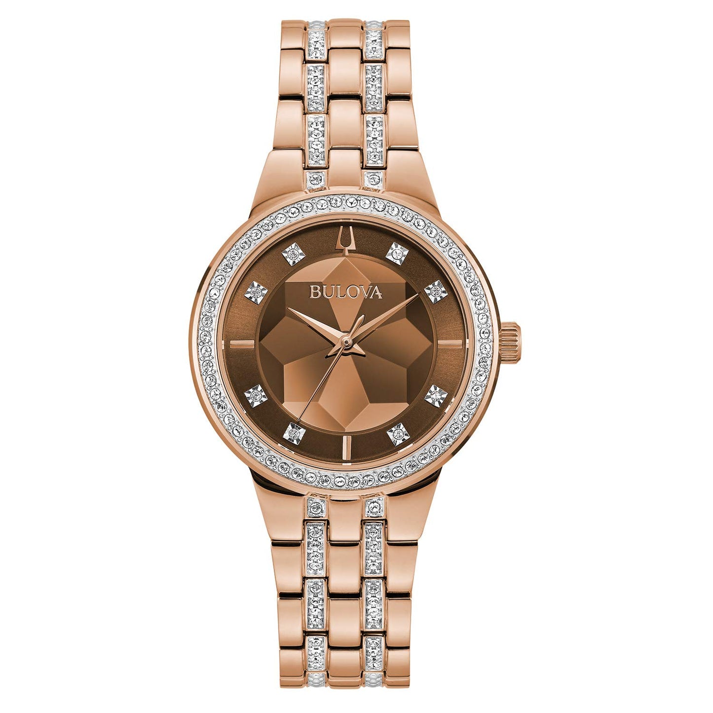 Women's Crystal Quartz Watch with Faceted Dial