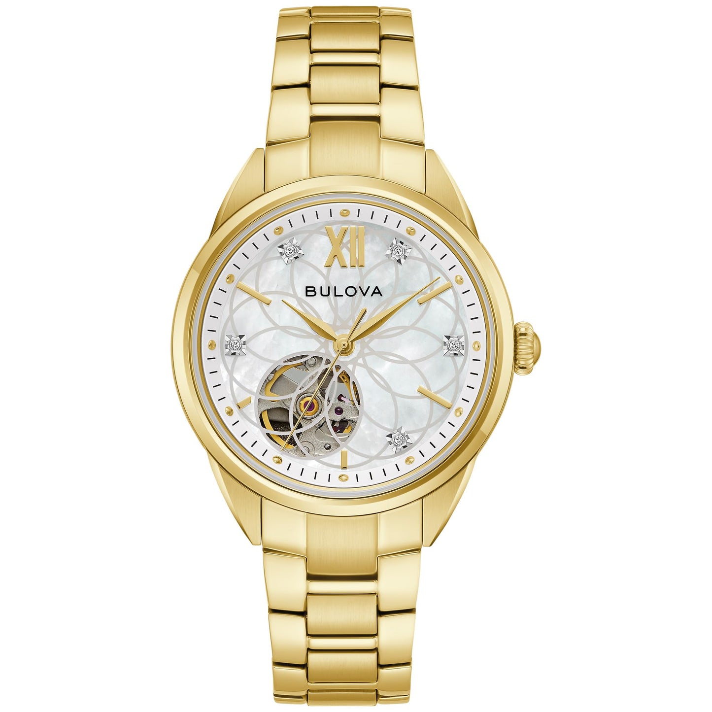 Women's Diamond Automatic Watch with Mother of Pearl Dial