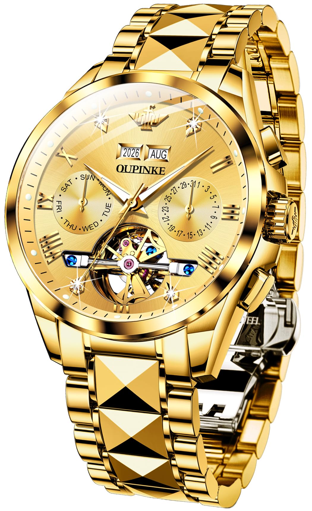 Men's Automatic Diamond Skeleton Dress Watch