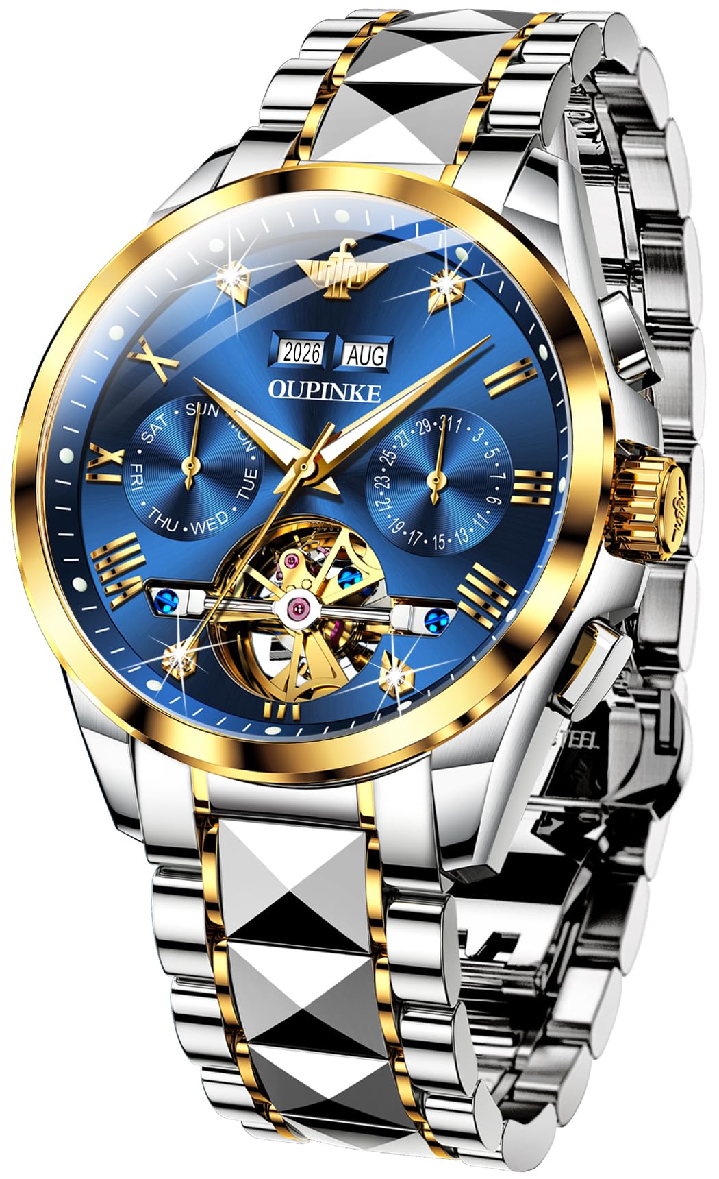 Men's Automatic Diamond Skeleton Dress Watch