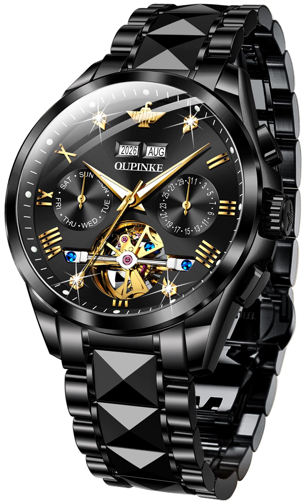 Men's Automatic Diamond Skeleton Dress Watch
