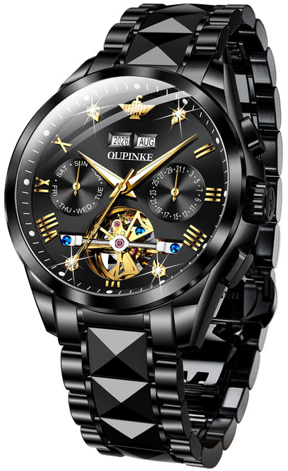 Men's Automatic Diamond Skeleton Dress Watch
