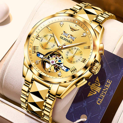 Men's Automatic Diamond Skeleton Dress Watch