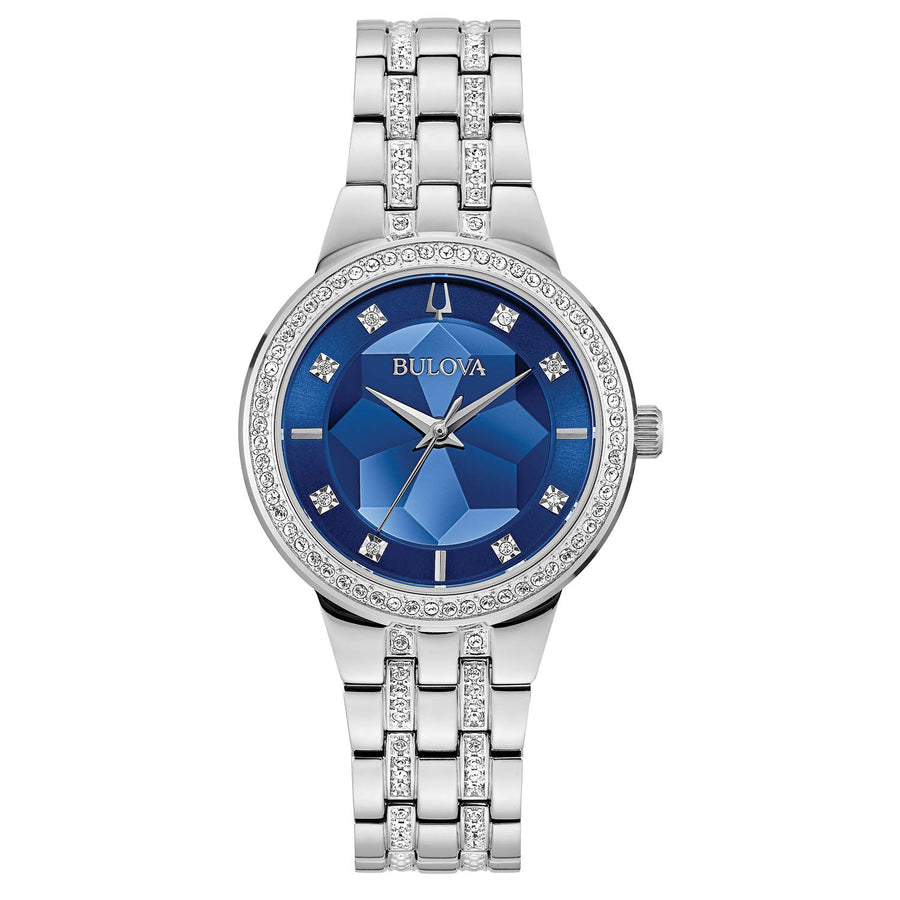Women's Crystal Quartz Watch with Faceted Dial