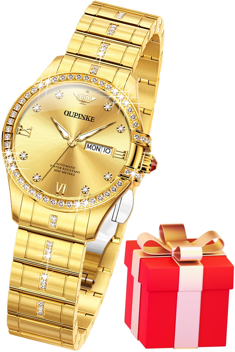 Women's Automatic Skeleton Watch with Diamond Accents