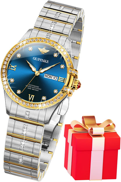 Women's Automatic Skeleton Watch with Diamond Accents