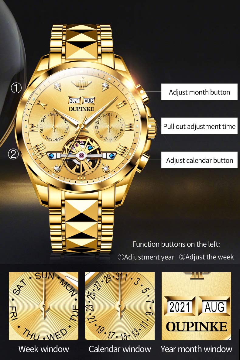 Men's Automatic Diamond Skeleton Dress Watch