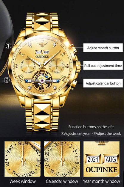 Men's Automatic Diamond Skeleton Dress Watch