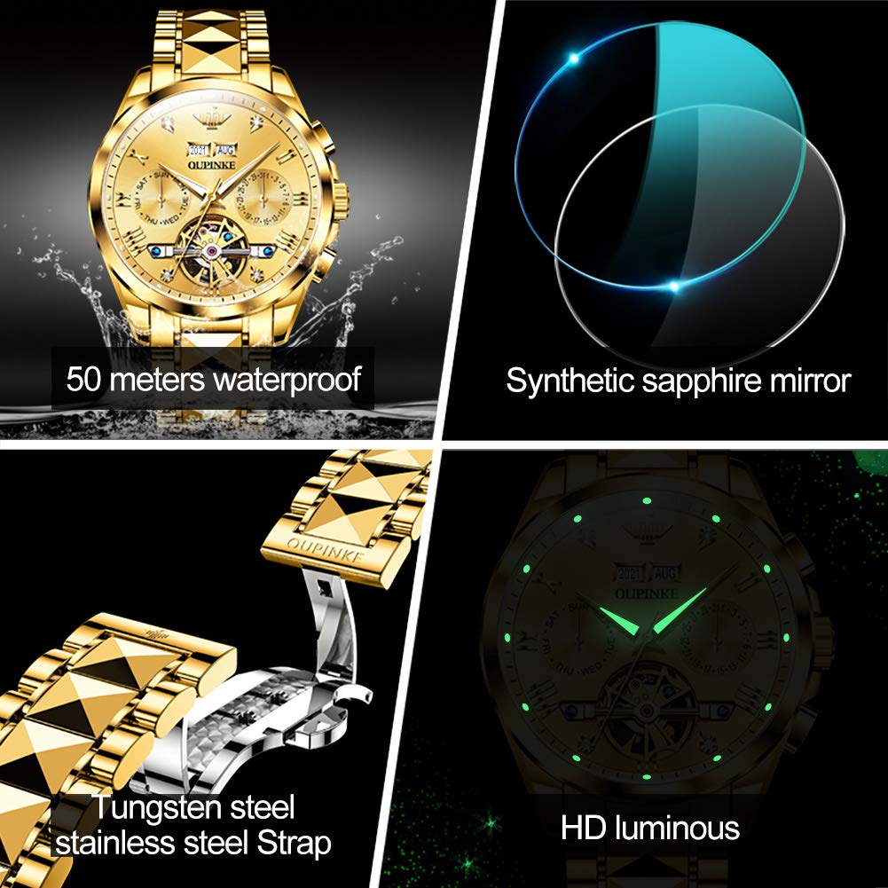 Men's Automatic Diamond Skeleton Dress Watch