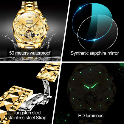 Men's Automatic Diamond Skeleton Dress Watch