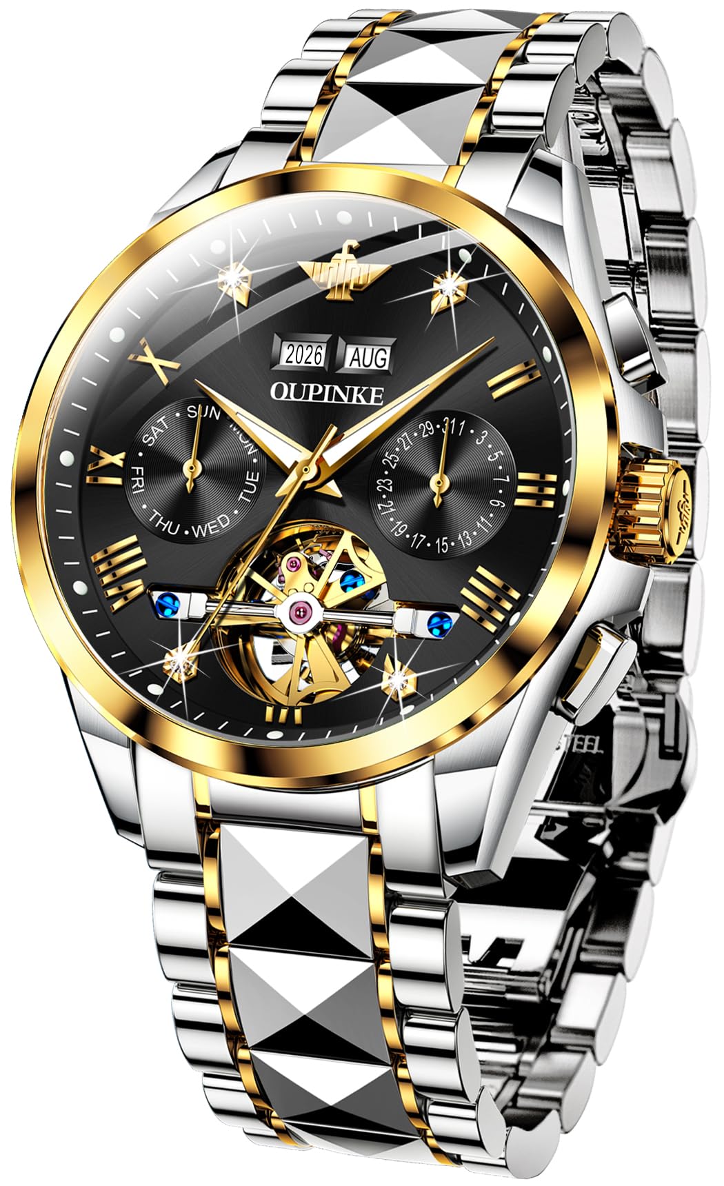 Men's Automatic Diamond Skeleton Dress Watch