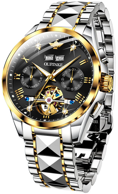 Men's Automatic Diamond Skeleton Dress Watch