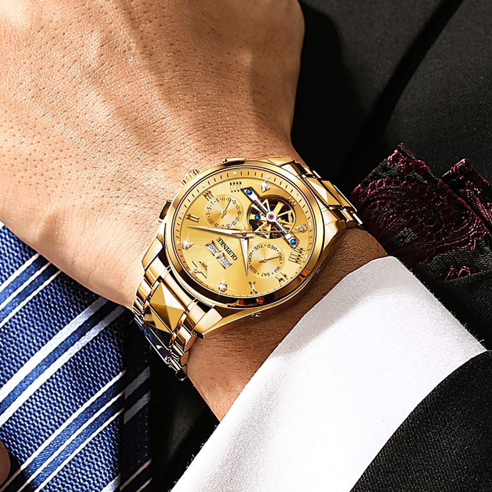 Men's Automatic Diamond Skeleton Dress Watch