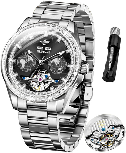 Men's Automatic Diamond Skeleton Dress Watch