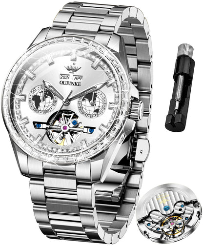 Men's Automatic Diamond Skeleton Dress Watch
