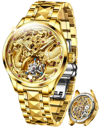 Men's Automatic Diamond Skeleton Dress Watch