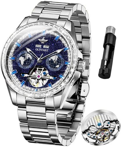 Men's Automatic Diamond Skeleton Dress Watch